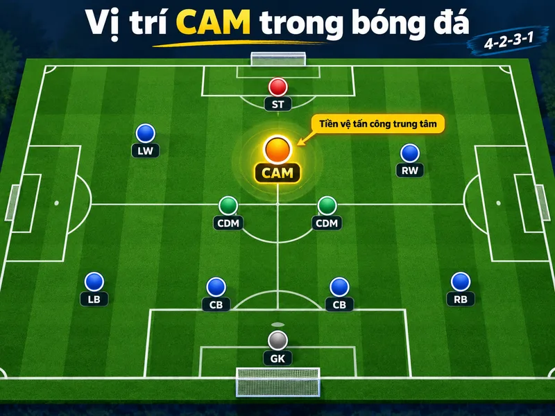 CAM là tiền vệ tấn công trung tâm, đứng giữa hàng tiền vệ và tiền đạo